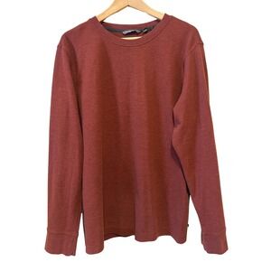 Toad&Co Mens Framer Crew Neck Sz L Red Thermal Waffle Knit Shirt Organic Cotton